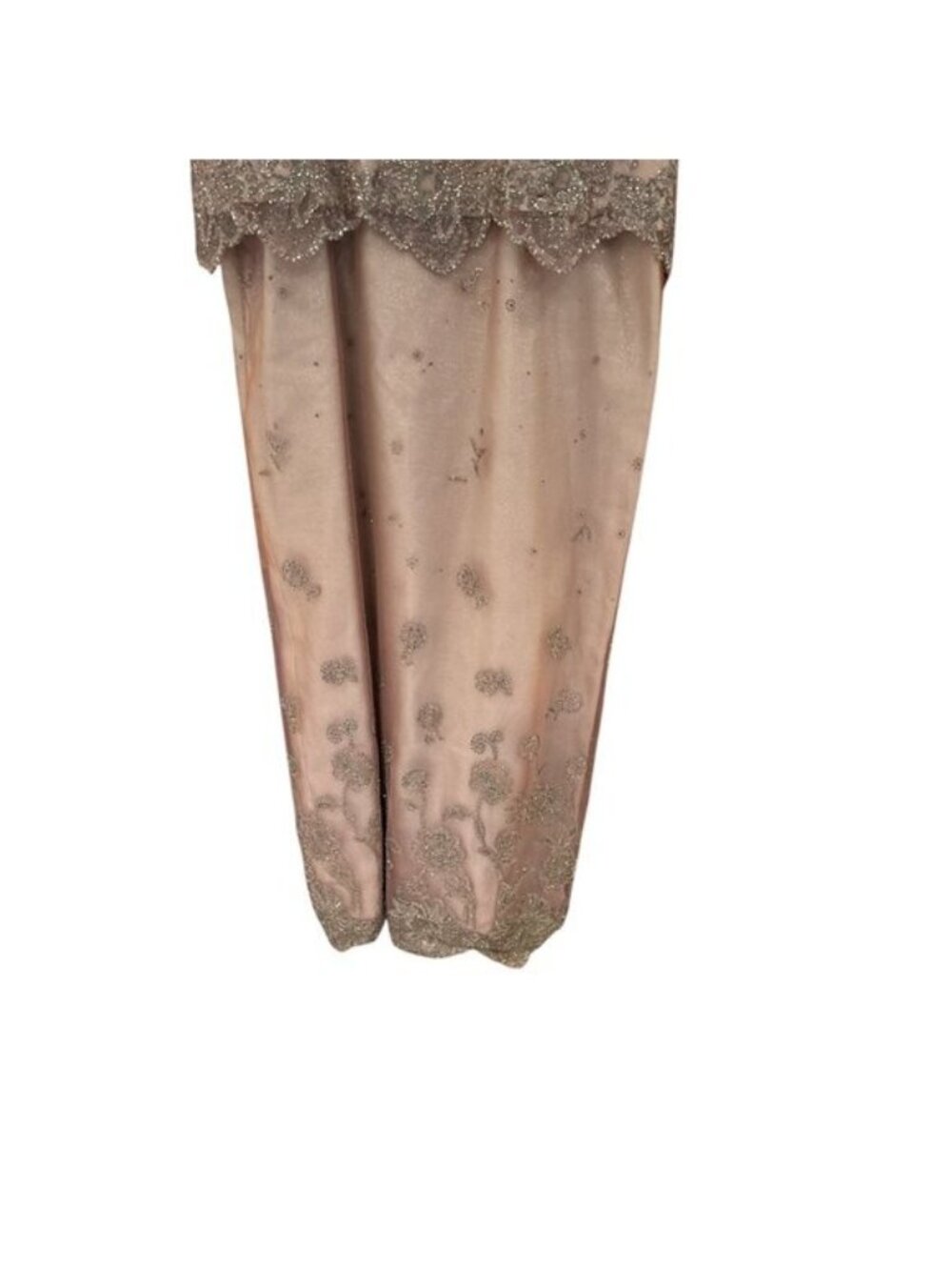 Vintage Rose Taft Couture Beaded Gown Dusty Rose Off Shoulder Formal Dress USA - Picture 4 of 14